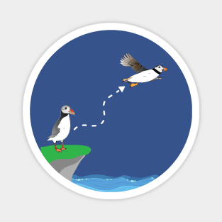 Cute Atlantic puffin on sea cliff puffin lover flying puffin Magnet
